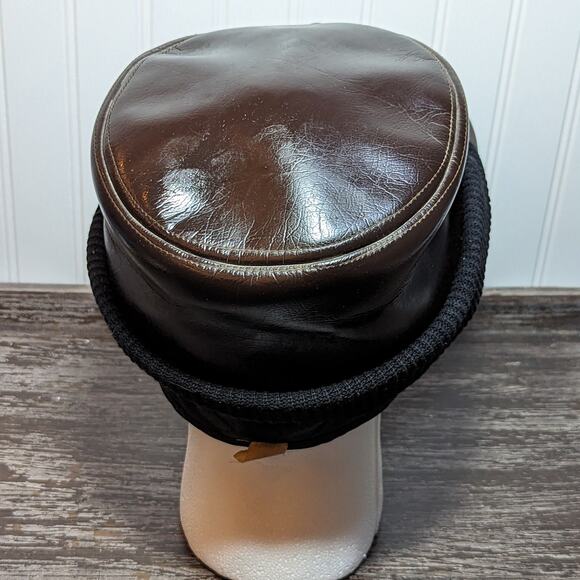 Vintage Men's United Hatters Cap Millinery Workers Hat Leather Knit Size 71/4 - Picture 4 of 7